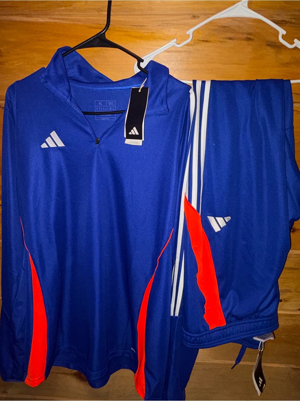 adidas Blue Tracksuit Pants with Red Accents
